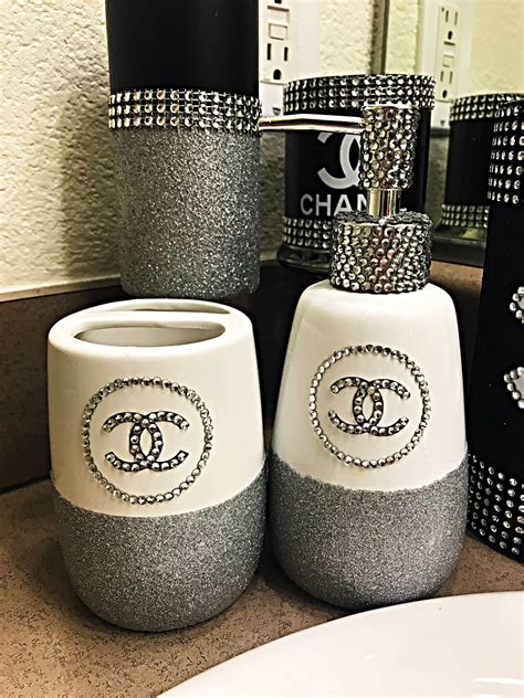 chanel decer|Chanel inspired bathroom decor.